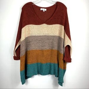 She + Sky 3/4 CUFF SLEEVE COLOR BLOCKED Sweater